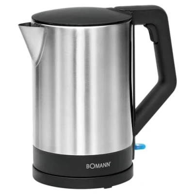 Abbildung von Bomann® Wasserkocher 1.5 Liter Füllmenge Sicherheitsklappdeckel 2200 W Leistung verdecktes Heizelement automatische Abschaltung Basisstation mit Kabelaufwicklung WKS 3002 CB schwarz