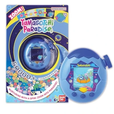 Abbildung von Bandai Tamagotchi Paradise Wasser Virtuelles Haustier zum Aufziehen Interaktives Spielzeug auf Deutsch, Zoom Drehrad Modell in Blau für Kinder ab 6 Jahren 43422