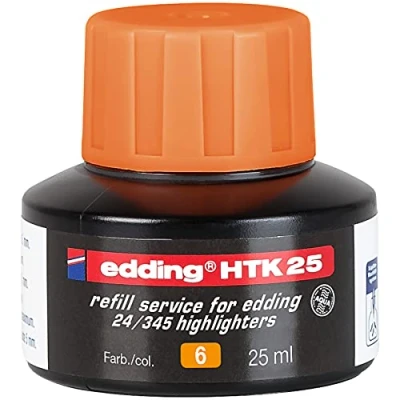 Abbildung von edding HTK 25 Nachfülltinte orange ml mit Kapillarsystem, ideal zum sauberen und unkomplizierten Nachfüllen der Textmarker e 345 24