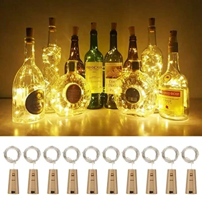 Abbildung von Vicloon LED Flaschen Licht,【10 Stück】 Flaschenlichter 2M 20 LEDs Warmweiß Lichterketten Weinflasche Flaschenlicht Kork Licht fur DIY, Party Hochzeit Stimmung Lichter