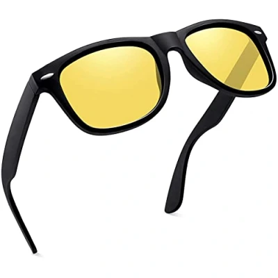 Abbildung von Joopin Rechteckige Nachtbrille Zum Autofahren Herren und Nachtsichtbrille Gelbe Brille Nachtfahrbrille Ultra Light Blendschutz Gewidmet Damen (Gelbe)