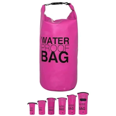 Abbildung von DonDon Dry Bag wasserdichte Tasche 2l, 5l, 10l, 15l, 20l, 30l Pack Sack Beutel mit Schultergurt pink 2 Liter