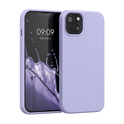 Abbildung von kwmobile Hülle kompatibel mit Apple iPhone 13 Silikon Handy Case Handyhülle weiche Oberfläche kabelloses Laden Pastell Lavendel