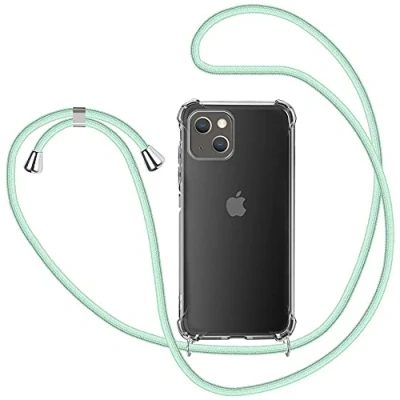 Abbildung von XTCASE Handykette für iPhone 13 Hülle, Smartphone Necklace Handyhülle mit Band Transparent Schutzhülle Stossfest Schnur Case zum Umhängen in Grün