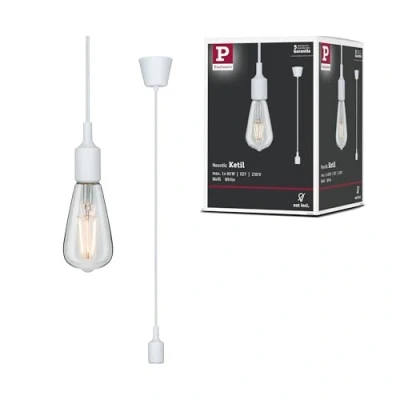Abbildung von Paulmann 50383 Neordic Pendelleuchte Ketil max. 60 Watt Pendellampe Weiß Deckenlampe Silikon, Kunststoff Hängeleuchte E27 Leuchte ohne Leuchtmittel