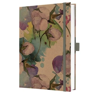 Abbildung von Sigel JN855 Notizbuch A5 liniert, stärkeres 100 g Papier, Geschenkbuch Jolie, Hardcover aus Kraftpapier, 192 Seiten, Pure Cottonflowers, vegan, nachhaltigem Papier