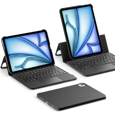 Abbildung von ESR für iPad Air 11 Zoll (M3/M2, 2025/2024), Pro (2022/2021/2020/2018), 5th/4th Tastatur Hülle mit Trackpad, Magnetisch Abnehmbare Keyboard, Hoch /Querformat, Schwarz