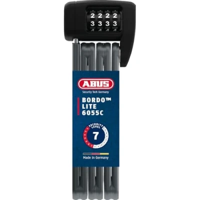 Abbildung von ABUS Faltschloss Bordo Lite 6055C SH mit Halterung und Zahlencode Extra leichtes Zahlenschloss aus Spezialstahl Sicherheitslevel 7 85 cm Schwarz