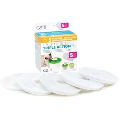 Abbildung von Catit Triple Action Filter, 3fach wirksamer Ersatzfilter, Trinkbrunnenfilter, 5er Pack
