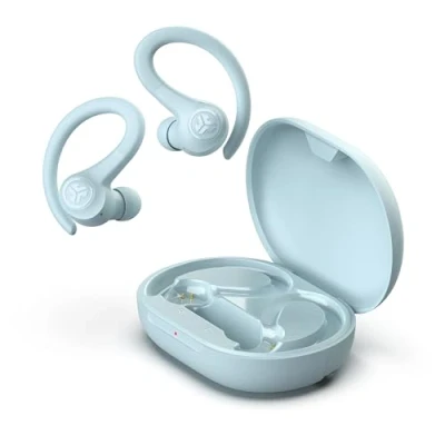 Abbildung von JLab Go Air Sport+ Kopfhörer Bluetooth, Sportkopfhörer 35+ Std., True Wireless In Ear kabellos für Läufer, Joggen, IP55 schweißresistent, USB C Ladecase, Be Aware Modus, Hellblau