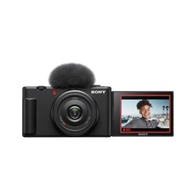 Abbildung von Sony Vlog Kamera ZV 1F Digitalkamera (Klapp und drehbares Display, 4K Video, Slow Motion, Funktionen) Schwarz