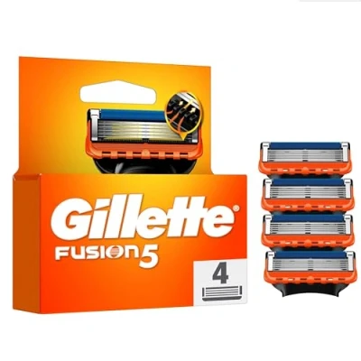 Abbildung von Gillette Fusion5 Rasierklingen, 4 Original Ersatzklingen für Herren mit größerem Gleitstreifen ein sanftes Gleiten und 5 Klingen eine unglaublich gründliche komfortable Rasur