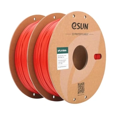 Abbildung von eSUN Upgraded Matte PLA Filament 1.75mm, 3D Drucker Filament, glanzfreie Farbe, mattierte Textur, 1KG pro Spule, 2 Spulen für Drucker, Feuerrot