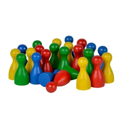 Abbildung von Noris 606154362 24 Bunte Halmakegel aus Holz im Blister, 16mm, Rot, Gelb, Blau, Grün