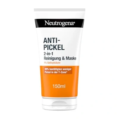 Abbildung von Neutrogena Anti Pickel 2 in 1 Reinigung &amp; Maske, Mit klärender Salicylsäure gegen und Unreinheiten, 150 ml
