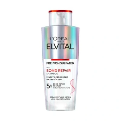 Abbildung von L&#039;Oréal Paris Elvital Bond Repair Shampoo, sanfte Reinigung zur Haarreparatur, gegen Haarschäden, für weniger Haarbruch und mehr Glanz, sulfatfrei, mit Komplex Zitronensäure, 200ml