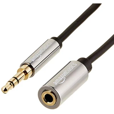 Abbildung von Amazon Basics Stereo Auxiliary Audio Verlängerungskabel für Männer/Frauen, 3,5 mm, 3.6 m, Schwarz/Grau