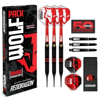 Abbildung von RED DRAGON Wolf Pack Messing dartpfeile mit kunststoffspitze 18g Fass 20g volles Gewicht Dart Flights und Darts Shafts (Stiele)