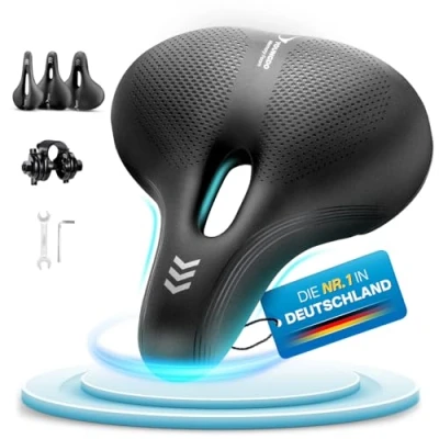 Abbildung von YOUNGDO Fahrradsattel, Bequemer &amp; Ergonomischer Fahrrad Sattel, Neues Modell, Verbesserte Wasserdichtigkeit, Memory Foam, Atmungsaktiv, Stoßdämpfend, Fahrradsattel Herren Damen(City)