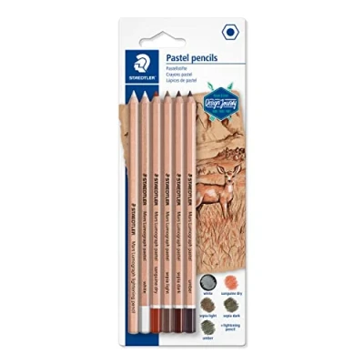 Abbildung von STAEDTLER Pastellstifte Mars Lumograph pastell, Sechskantform, Mine mit hohem Pigmentanteil, 6 Farben, hohe Qualität Made in Germany, Blisterkarte Stiften, 100P SBK6
