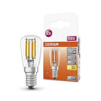 Abbildung von OSRAM SPECIAL T26 FIL 25 kleine LED Speziallampe mit E14 Schraubsockel, extrem Bauform, Doppelpack, 2,8W, 250lm, 2700K, warmweißes Licht, gute Rundum Lichtausstrahlung, lange Lebensdauer