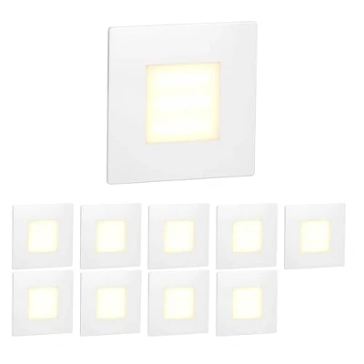 Abbildung von ledscom.de 10 Stück LED Treppenlicht/Wandeinbauleuchte FEX für innen und außen, eckig, 85 x 85mm, warmweiß