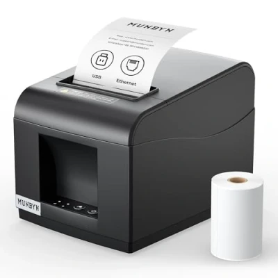 Abbildung von MUNBYN Thermodrucker ITPP072 Bondrukcer 80mm Belegdrucker POS Drucker mit USB+LAN Anschluss Quittungsdrucker kompatibel Android Windows ChromeOS Linux
