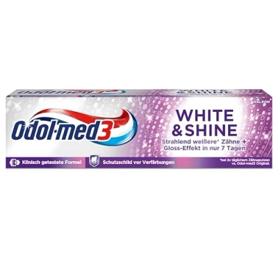 Abbildung von Odol med 3 Zahnpasta White &amp; Shine, Whitening/Zähne aufhellen, 75ml, Zahncreme Bewährter 3in1 Schutz.