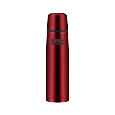 Abbildung von THERMOS LIGHT &amp; COMPACT BEVERAGE BOTTLE 1l, cranberry red, Thermosflasche Edelstahl, Isolierflasche rot mit Trinkbecher, 24 h heiß / kalt, spülmaschinenfest, absolut dicht, BPA frei