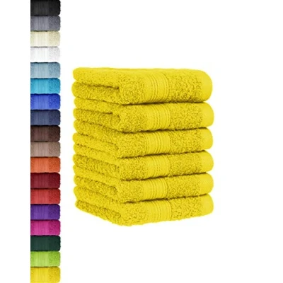 Abbildung von 6 TLG. Gästetuch Set in vielen Farben 100% Baumwolle 6er Pack Gästetücher 30x50 cm Gelb