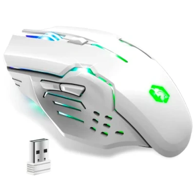 Abbildung von EMPIRE Gaming RF903 Maus, Kabellos 2,4GHz Wireless Wiederaufladbar LED Hintergrundbeleuchtung RGB Ergonomisch 4800 DPI 500 Hz PS4,PS5,XboxOne/Series,PC und Mac Weiß