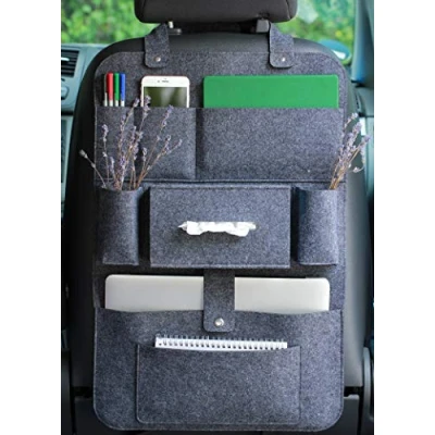 Abbildung von Lucky Sign Auto organizer Rückenlehnenschutz multi Staumöglichkeiten Wohnmobil Zubehör Innenraum, 62 x 41 cm Dunkelgrau