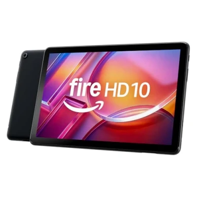 Abbildung von Fire HD 10 Tablet 2023 (Neueste Generation), für Entspannung optimiert, brillantes 10,1 Zoll Full Display, Octa Core Prozessor, 3 GB RAM, bis zu 13h Akkulaufzeit, 32 GB, schwarz, mit Werbung