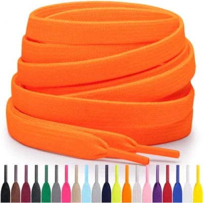 Abbildung von Miscly Flache Schnürsenkel, in verschiedenen Längen und Farben erhältlich (137 cm, Neonorange)