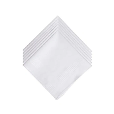 Abbildung von LULUSILK 6 Weiße Herren Taschentücher Stofftaschentücher Stoffserviette 100% Baumwolle, 40 cm x