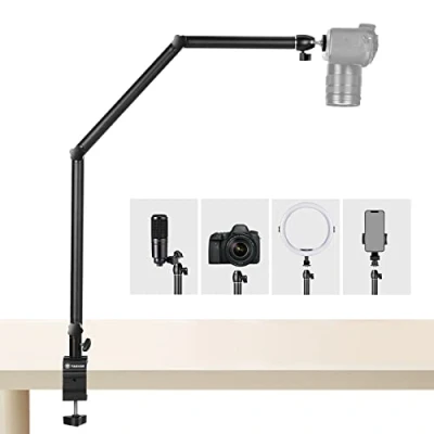 Abbildung von TARION Overhead Stativ Kamera Tischstativ Klemmstativ Flexibel Gelenkarm Tisch Halterung mit 3/8&#039;&#039; Gewinde und auf 1/4&#039;&#039; Schrauben Adapter für DSLR Kameras Ringlicht Projektor (M(TKB01))