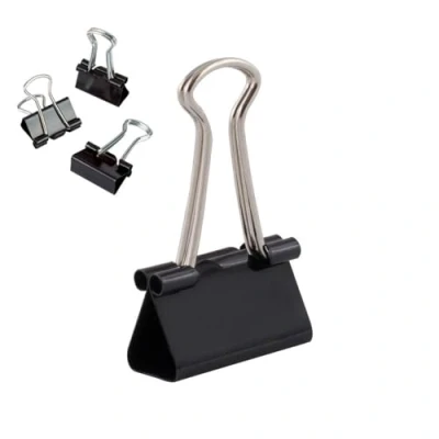 Abbildung von D.RECT Metal Foldbackklammern Verpackung 12x12 Stück (144 Klammern) 25mm Schwarz Vielzweckklammern, Metall Binder Clips für: Notizen, Briefpapier Büroklammern