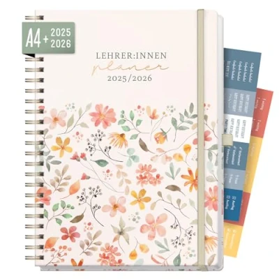 Abbildung von Häfft® Lehrer Planer 2025/2026 A4+ Deluxe &quot;Wild Blossoms&quot; Hardcover Lehrerkalender groß, Schuljahresplaner mit Spiralbindung, Schulplaner nachhaltig &amp; klimafreundlich