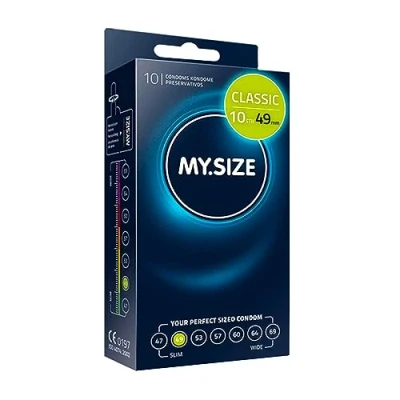 Abbildung von MY.SIZE Classic Kondome Größe 2 I 49 mm Breite 10 Stück Standardpackung Premium extra dünn gefühlsecht hauchzart dünne 0,07 Wandstärke vegan Condoms for men