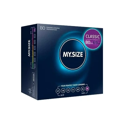 Abbildung von MY.SIZE Classic Kondome Größe 7 I 69 mm Breite 80 Stück Megapackung Premium extra dünn gefühlsecht hauchzart dünne 0,07 Wandstärke vegan Condoms for men