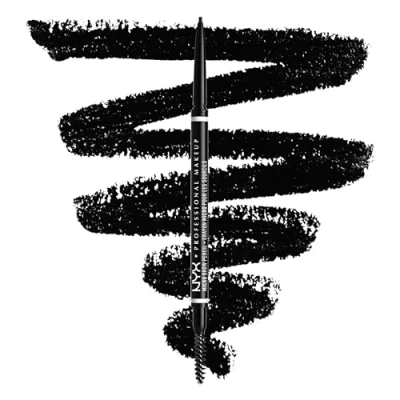 Abbildung von NYX Professional Makeup Augenbrauenstift, Micro Brow Pencil, Beidseitig mit ausdrehbarem Augenbrauenstift und Bürstchen, Vegane Formel, Farbton: Black