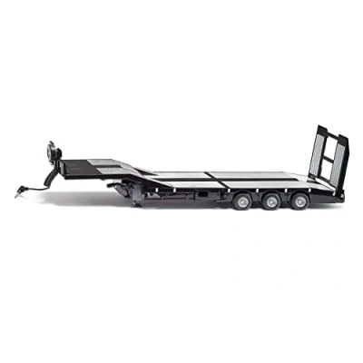 Abbildung von siku 6744, 3 Achs Tieflader, Nooteboom Eurotrailer, 1:32, Schwarz/Silber, Metall/Kunststoff, Elektronische Laderampe, 4 LEDs am Heck