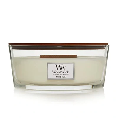 Abbildung von Woodwick Ellipse JAR White TEAK Duftkerze, Größe: 454 g,