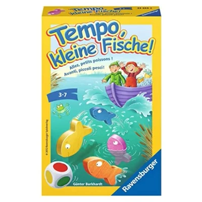 Abbildung von Ravensburger 23334 Tempo, kleine Fische, Mitbringspiel für 1 6 Spieler, Kinderspiel ab 3 Jahren, kompaktes Format, Reisespiel, Brettspiel, tolles Weihnachtsgeschenk, Yellow
