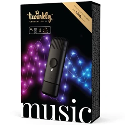 Abbildung von Twinkly Music, Sound Sensor für LED Lichter, Bluetooth und Wi Fi zur Synchronisierung mit Musik Smarten Lichtern über App, Stromversorgung USB, Schwarz