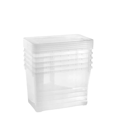 Abbildung von Grizzly Aufbewahrungsboxen 5 x 10 L small hoch mit Deckel transparent Klarsichtboxen stapelbar Belüftung