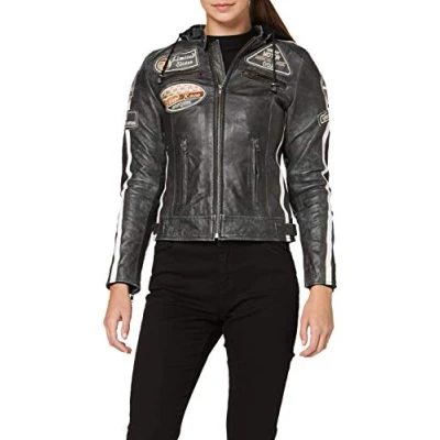 Abbildung von Motorradjacke Damen Mit Protektoren, URBAN 5884 , Damenjacke aus Lammleder, Protektoren für Rücken, Schultern und Ellenbogen, Breaker, M