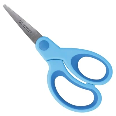 Abbildung von Westcott E 21583 00 Softgrip Kids Kinderschere für Rechtshänder mit Spitze, 13 cm, blau