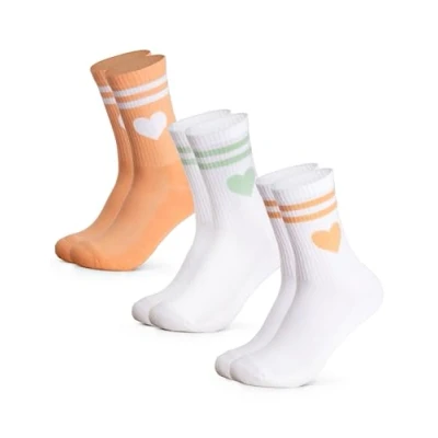 Abbildung von Occulto Damen Herz Tennis Socken 3er Pack (Modell: Venus), Sport Grün Orange 39 42