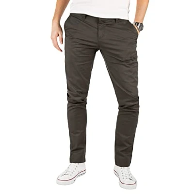 Abbildung von Yazubi Kyle Schwarze Chino Hose Herren Stretch Chinohose Slim Fit Männer Chinojeans, Schwarz (Black 4R194008), W32/L38